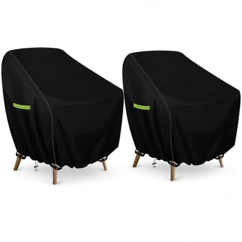 YedZen Housse de Chaise de Jardin, Lot de 2, 89x97x74cm, Housse de Protection Imperméable en Tissu Oxford 420D pour Fauteuil de Jardin Extérieur, Chaise Empilable, Balcon et Terrasse