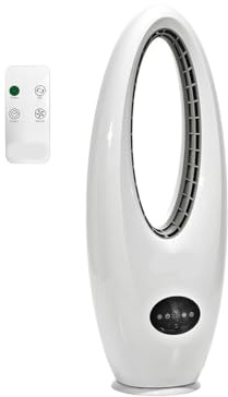 EMPOTEC Ventilatore a Torre senza Pale a Piantana Colonna 50W a 3 Regolazioni Timer fino a 8 ore Telecomando Silenzioso Potente Dimensioni h72 cm x ø25 cm Display Led Oscillazione Orizzontale