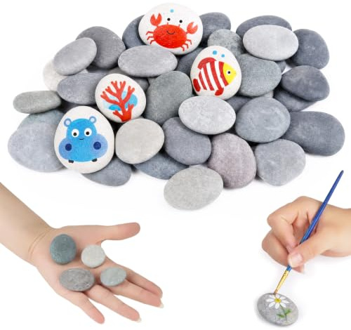 950g Pebbles for Painting Rocks, 3-5 cm Stones for Paintings, Flat Painting Pebbles, Natural Smooth Decorative Stones River Rocks for DIY Arts and Crafts Paint Project Activity Decoration