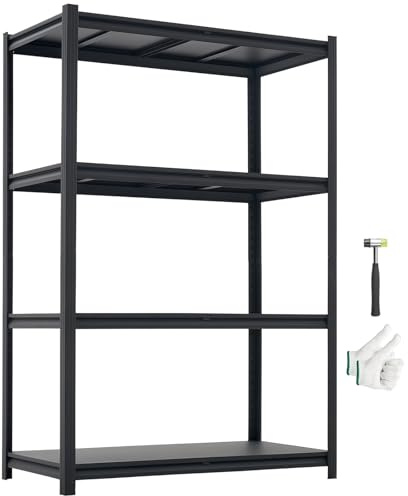 VEVOR Storage Shelves, 4-Tier Adjustable, 2400 lbs Capacity, Heavy Duty Garage Storage Shelving Unit, Metal Utility Rack Shelf, for Garage Workshop Warehouse Basement, 40.55 W x 20.55 D x 60.2 H