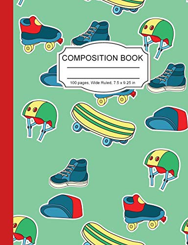 Composition Book: Boys Sports Football Skateboard Shoes Wide Ruled Paper Lined Notebook Journal for Teens Kids Students Back to School 7.5 x 9.25 in. 100 Pages