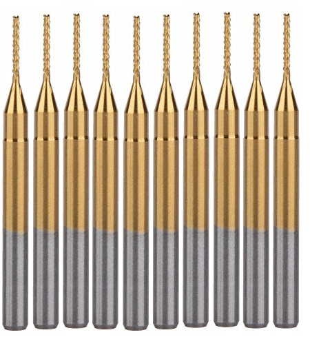 EU_HOZLY Titan beschichtet 0.8mm Leiterplattenfräser CNC Rotary Burrs Packung mit 10