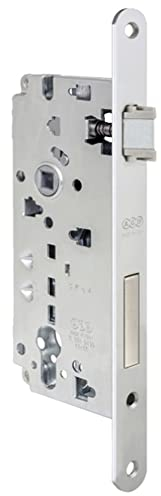 effedielle® Serratura da incasso AGB B808517003 Interasse 85 mm Frontale da 22 mm con bordo tondo ottonato,Entrate 70 mm e scrocco reversibile