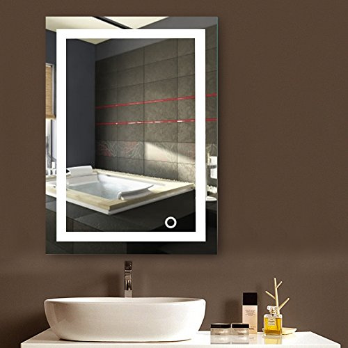 Kedia Badezimmerspiegel 50x70cm, Badspiegel mit Beleuchtung Led Spiegel mit Touch-Schalter, Weißes Licht 6500k, Wandspiegel im Badezimmer (50x70cm, A)