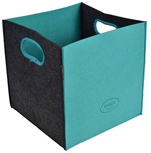 RAIKOU Aufbewahrungskorb aus Filz langlebiger faltbarer Filz Korb Regalkorb Wäschekorb Filz Box Filztasche mit Griffen aus Gurtband in der kombinationen für Spielzeug, Kleidung, Bücher, Zeitungen