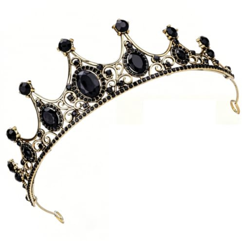 FARBEIR Black Baroque Crown Gothic Princess Queen Tiara Headband Crystal Headband for Wedding Prom Pageant Party