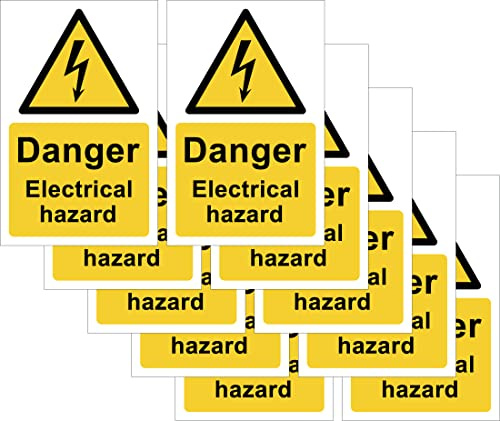 The Signal Range Pack of 10 self adhesive vinyl safety signs 90mm x 140mm - Danger electrical hazard