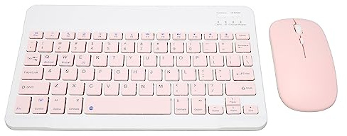 ciciglow Juego de Ratón y Teclado Inalámbrico, Combinación de Ratón y Teclados de Ordenador de 10 Pulgadas para Tableta y Teléfono Móvil (Pink)