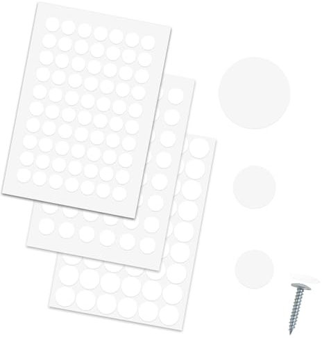172 Pièces Cache Vis Blanc,12mm/15mm/21mm Cache Vis Adhesif Cache Trou Mur Cache Trou Blanc Capuchons Adhésifs Vis Trou Autocollants pour Armoires,Murales,étagère,Réparations de Meubles