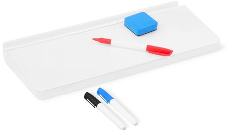 Amazon Basics Lavagna bianca da scrivania cancellabile a secco, con organizer e accessori, 40.6 x 4.8 cm, Bianco