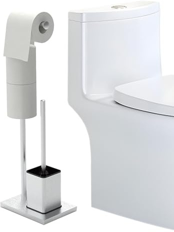 Support de rangement pour papier toilette – Support autoportant pour rouleau de papier toilette | Support de papier toilette avec brosse de rangement pour toilettes, maison
