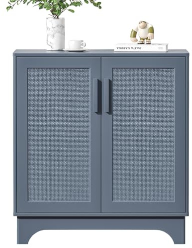 Yvsevnr Aparador Entrada Rota Armario de Cocina Armario de Almacenamiento Mueble Buffet con Estantes Ajustables, para Salón Comedor y Cocina de Madera, Azul, 80 x 40 x 89 cm