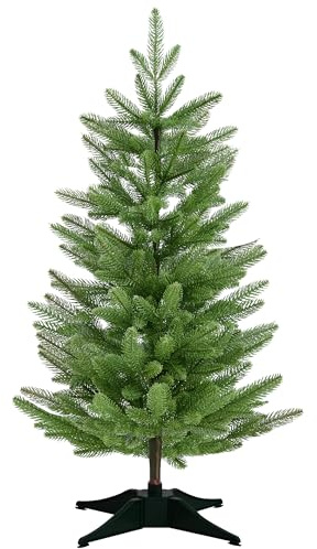 3ft Artificial Christmas Tree 100% PE Injection Moulded Full & Realistic Premium Green Bushy Xmas Tree Pine Trees with Sturdy Plastic Stand and 72 Odorless Foldable Branch Tips, Quick Setup 90cm