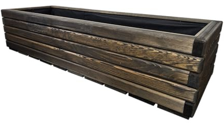 HolzGarden Jardinière en Bois avec Non-tissé 118x30x40 cm Imprégné Couleur Palissandre Pot de Fleurs Jardin, Balcon, Terrasse Résistant aux Intempéries Bois Massif Jardiniere Grande Taille 95L