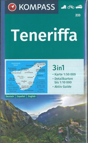 KOMPASS Wanderkarte 233 Teneriffa 1:50.000: 3in1 Wanderkarte mit Aktiv Guide und Detailkarten. Fahrradfahren. Autokarte.