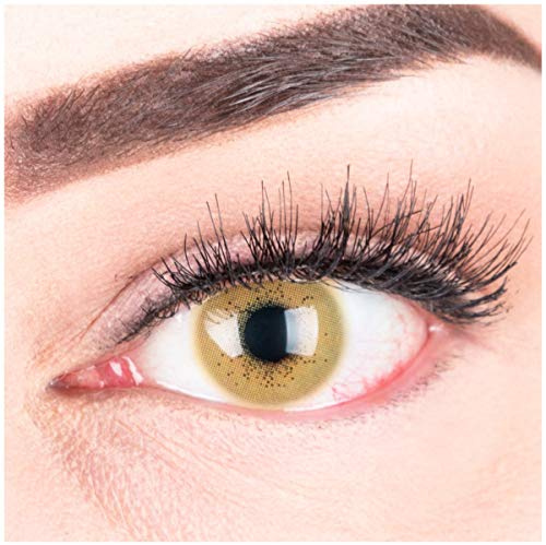 Sehr stark deckende und natürliche braune Kontaktlinsen SILIKON COMFORT NEUHEIT farbig „Lacey Brown“ + Behälter von GLAMLENS - 1 Paar (2 Stück) - DIA 14.50 - ohne Stärke 0.00 Dioptrien