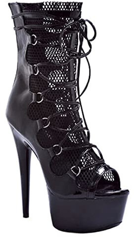 BeAUZQ Damen Plateaustiefel 6IN Stiletto Ankle Booties Mode Perspektive Mesh Booties Sexy Stripper Nachtclub Pole Dance Pumps Schuhe Größe 34-46,Schwarz,36