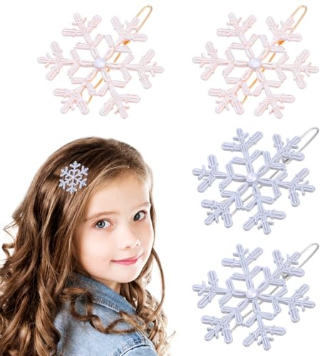 Uonlytech 4 Stücke Weihnachten Schneeflocke Haarclips Kristall Haarnutschen Bobby Pins Schneeflocke Haar Barrettes Weihnachtslegierung Haarschmuck Für Frauen ädchen