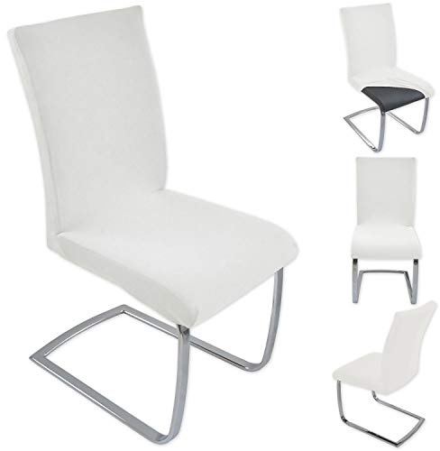 Nurtextil24 Stuhlhussen 6 er Pack Schwingstühle Stretch Stuhlbezug Dehnbar Stuhlüberzug Spannbezug elastisch Husse Überzug Weiß