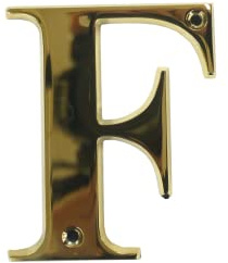 UAP House Numbers - 3 Inch Door Numbers Signature Screw Fix Bevelled Edge For Front Door, Address Number Screw On For Doors And Gates, Letter Times Roman Font (Letter F, PVD Gold)