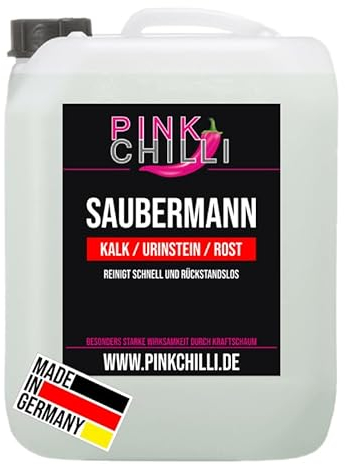 Pink Chilli Saubermann - kraftvoller Kalkreiniger - hochkonzentrierter Kalklöser & Sanitärreiniger - vielseitiges Entkalkungsmittel Bad & Küche - starker Kalkbekämpfer - Kalkentfernungsmittel