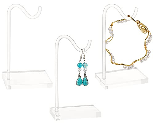 FINGERINSPIRE 3 Set Acryl Armband Display Ständer, Transparent Hakenform Uhrenständer 12.5cm Hochwertiges Schmuck Aufbewahrungsregal Für Armreifen, Haarbänder Ohrringe Schmuck Organizer Einzelhandel