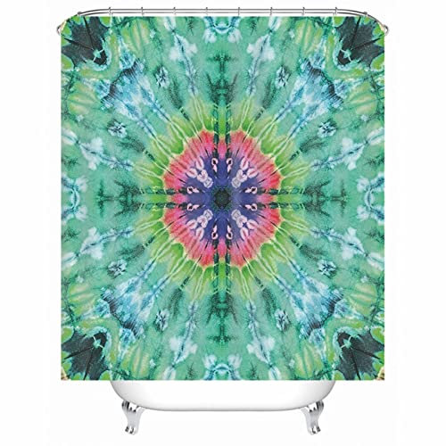 Whoiy Duschrollo Grün, Duschvorhang Ecke 150X180cm Polyester Shower Curtains Blume Kreuzen für Badezimmer Badewanne