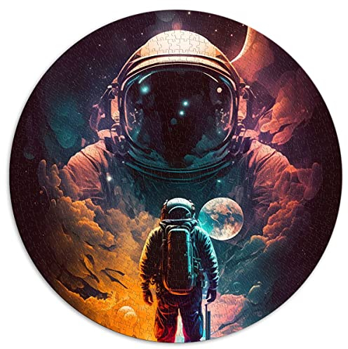 1000 Teile Puzzle für Erwachsene Astronaut Weltraum Kreative runde Puzzles für Erwachsene und Kinder Kartonpuzzle LernpuzzleFamilienspiel (Größe 67,5 x 67,5 cm)