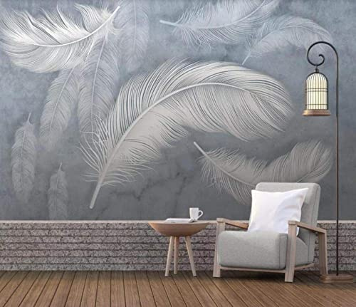 Papel Pintado Pared 3D Papel Tapiz Pluma Blanca Romántica Pintada A Mano Fotomurales 3D Tv Fondo Pared Moderno Dormitorio Murales