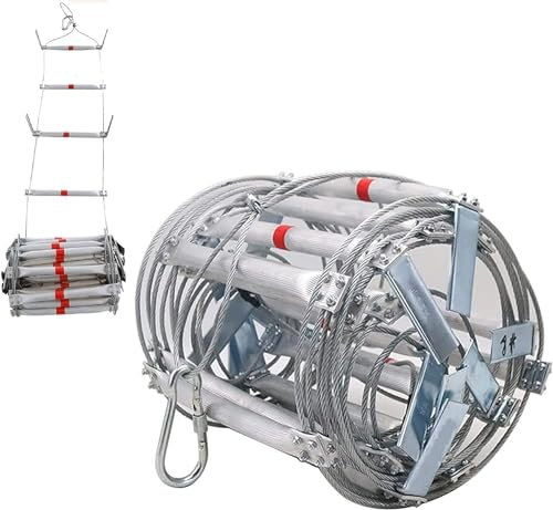 Flame Resistant Rope Ladder, Emergency Fire Escape Ladder, 2-6 Floors, Portable Aluminium Alloy Soft Ladder, Fire Ladder for Indoor or Outdoor Play Set, Tree House, Playground