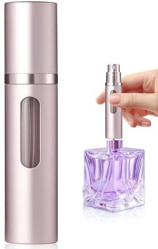 xiaowanwan 8ml Parfümzerstäuber Nachfüllbar,Parfüm Zerstäuber für Unterwegs,Mini Parfümflasche Leer,Parfüm Sprühflasche Glas,Taschenzerstäuber Parfum (8ml Roségold)