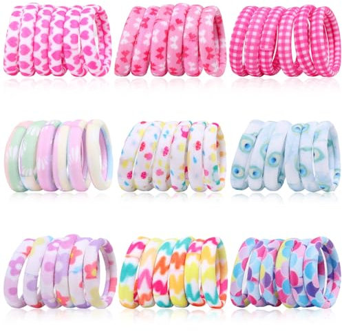 Anezus Haargummis für Mädchen und Frauen, Nylon, keine Beschädigung, elastische Haarbänder, Pferdeschwanz-Halter, weiche Haargummis, Haarschmuck für dickes, glattes, lockiges Haar, mehrfarbig A, 54