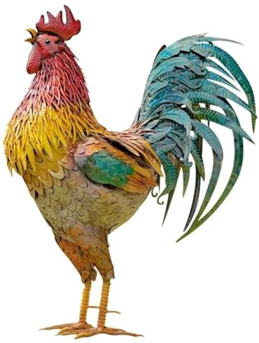 Generic Metal Garden Statues Sculptures, Garden Yard Decoration, Chicken Yard Art Decoration, Standing Animal Ornament for Backyard Patio Kitchen Decorations (Not 3D) CjL231 (Red, One Size)