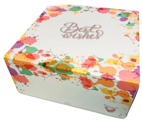 5 Tortenkarton 25x25x15/23 cm | höhenverstellbar | Stabil | 2teilig | Praktisch | lebensmittelecht für Torten Kuchen Muffin Donuts | Cake Box | Transportverpackung | Transportbox | Geschenkverpackung