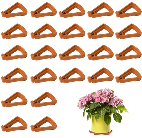 DOULEIN Pied de Pot de Fleurs Triangle，24 Pièces Pieds de Pot de Fleurs en Plastique Invisibles Support de Levage de Pot pour Plantes D'intérieur et D'extérieur