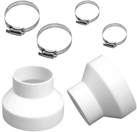 2 Stücke Abluftschlauch Adapter Klimagerät Rohrverbinder 100 mm Bis 75 mm, ABS Material Abluftschlauch-adapter Reduzierstück, Mehrzweck Dunstabzug Rohr Verbinder, für Lüftungssystem Lüftung Rundrohr