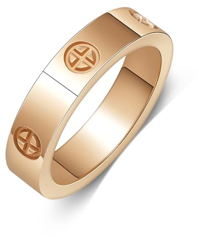 Yifnny Bagues d'amour, Bagues en acier Inoxydable Bagues de Couple Anneaux de Promesse Bagues d'amitié Anneaux de Croix pour Hommes Bijoux pour Femmes et Jeunes (10, or rose)