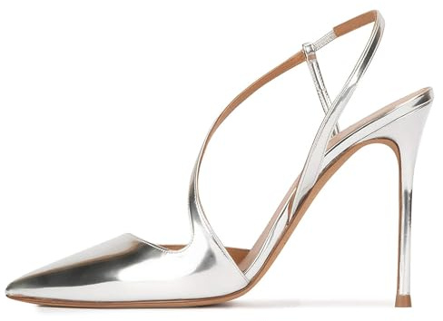 Rozhuhro Sandalias de tacón Alto con Tiras para Mujer Vestido de Fiesta Sexy con Punta en Punta Sandalias de tacón de Aguja Color sólido Simple Puntera Cerrada Zapatos Boda para Noche