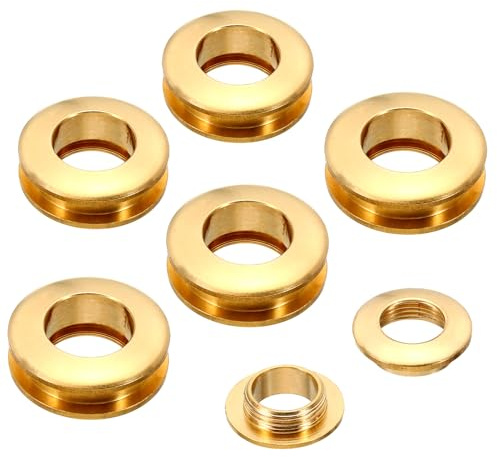 PATIKIL 6pz Massiccio Ottone Foro Occhi 12mm(1/2 Pollici Ottone Tono | Arco Superficie Autosostegno Anelli Tenuta, per Pelle Artigianato, con Rondella