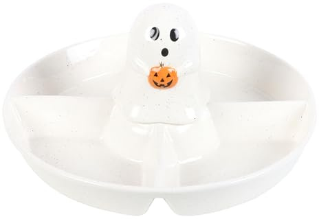 Something Different Wholesale Ghost Chip and Dip Snack Dish: Ghoulishly Adorable Halloween Party Decor with Pumpkin Accent - Dual Functionality, Durable & Easy to Clean - Sure to Delight Guests!