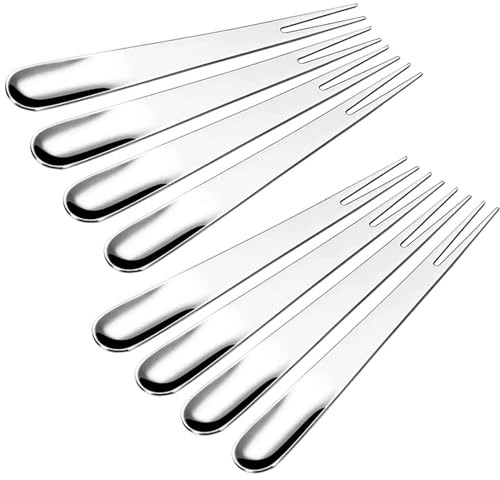 10-Pack Stainless Steel Crab Forks - 2-in-1 Spoon & Fork, Escargot Tasting Forks, 2-Prong Appetizer Forks for Cocktails, Salads, and Fruits - Portable Silverware for Parties and Travel