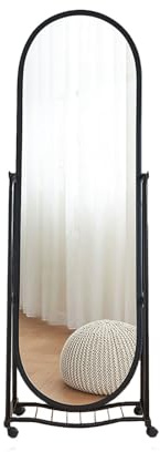 YINMAN Ganzkörperspiegel,Standspiegel Mit Rollen,Ankleidespiegel for Aufhängen,Geeignet for Wohnzimmer,Schlafzimmer,Garderobe,Flur,Bekleidungsgeschäft(Black,155x40cm)
