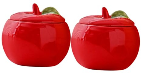 PRETYZOOM 2 Tarros De Cerámica Para Manzana Tarros De Galletas Tarro De Azúcar Vela De Navidad Azucarero Contenedor De Granos Contenedor De Té Sellado Bote De Dulces De Navidad