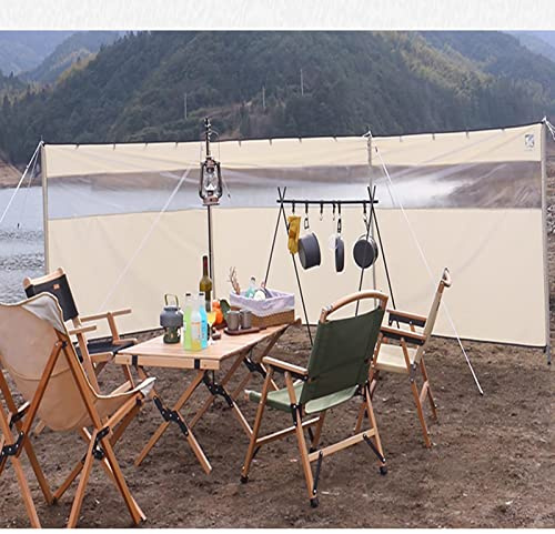 MYJIO Camping Windbreaks，Beach Windshield Shelter, Outdoor Privacy Shield with Top Window, for Garden Charcoal Grills BBQ Picnic(White,7.2m)