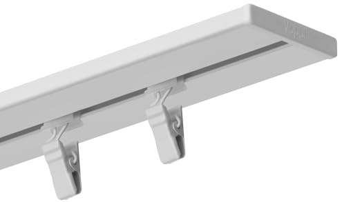 Voppi Deckenschiene Small 400 cm aus Aluminium weiß pulverbeschichtet Frosch Rollen für Wohnzimmer Büro Esszimmer Küche