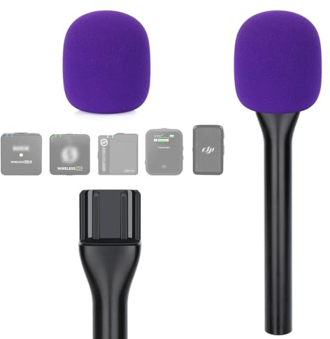 YOUSHARES Interview GO Handheld Adapter für DJI Mic 1/2, Rode Wireless GO I/II, Rode Wireless Me/Pro - Halterung Handadapter Mic Clip mit Schaumstoff Popschutz Lila