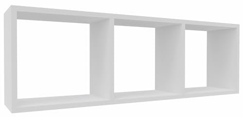 MARAND Moderne Wandregal - 3 Zonen - Regal Kinderzimmer Aufbewahrung - Wohnzimmer Regal - Schmal - Bücherregal Schmal - Holzwerstoff - Matt Weiß