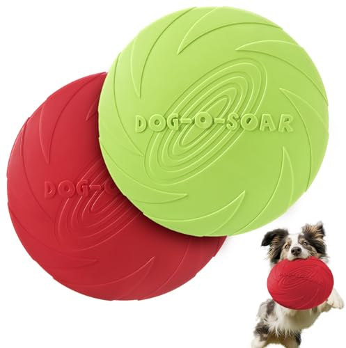 EEPLUYTY Frisbee hund, 2-pack 18 cm hundfrisbee, mjuk gummifrisbee, lämplig för träning av husdjur (röd grön)