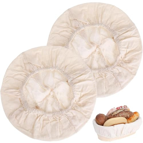 Addein 2Pcs Round Bread Basket Cloth Liner, Sourdough Bakery Basket Towel, Proofing Cloth Bread Baking Supplies for Bakery Home Baking