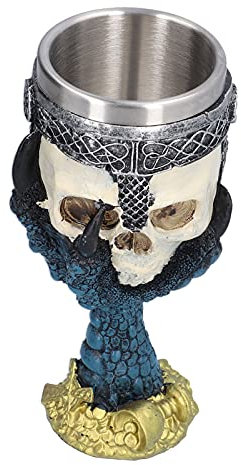 RASTKY Taza de Calavera con Garra, Copa de Vino, Golbet Interior de Acero Inoxidable, Tamaño para Beber para el Hogar, Cáliz de Esqueleto, Doble Pared, 14,2 Oz, Azul